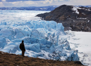 Ice sheet margin with person